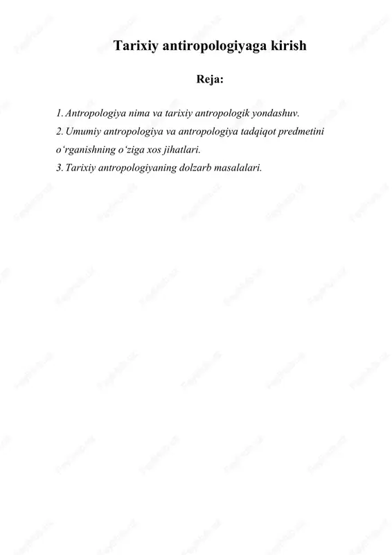tarixiy antropologiyaga kirish — DOCX