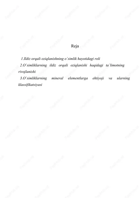 o`simliklarning ildiz orqali oziklanishi — DOC