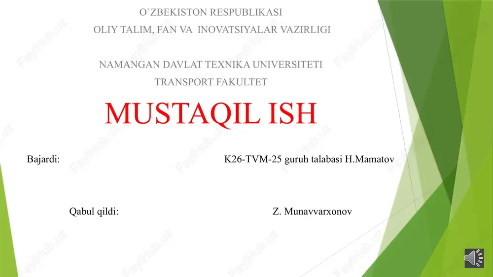 divigatelning asosiy qisimlari va ularning ishlash mehanizimi — PPTX