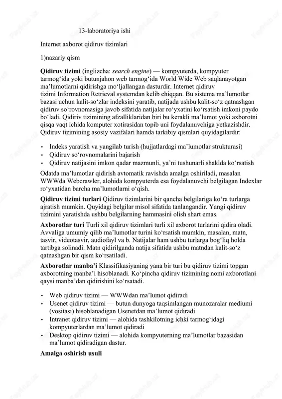 internet axborot qidiruv tizimlari — DOCX
