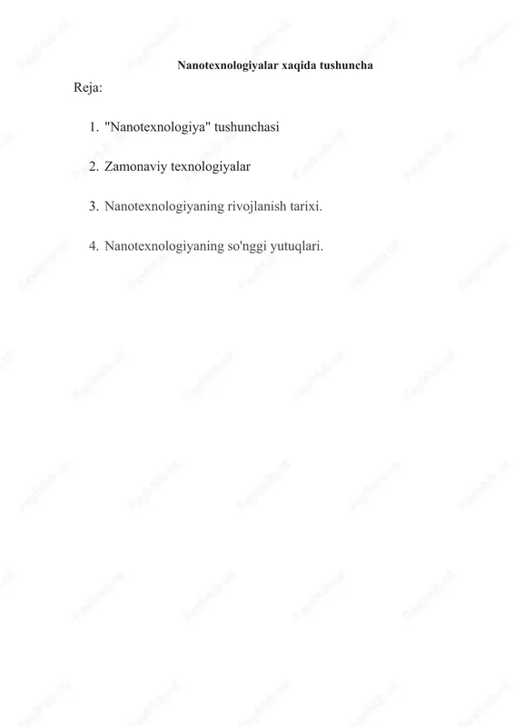 nanotexnologiyalar haqida tushuncha — DOCX