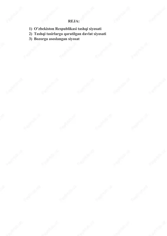 o’zbekiston respublikasi tashqi siyosati — DOCX