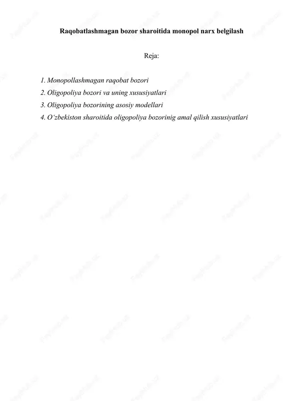 monopollashmagan raqobat bozori — DOCX