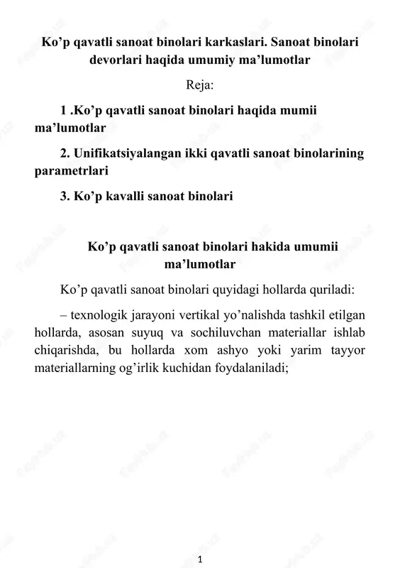 ko’p qavatli sanoat binolari karkaslari — DOCX