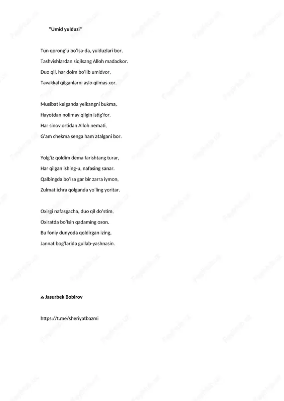 "umid yulduzi" ✍️ jasurbek bobirov — DOCX