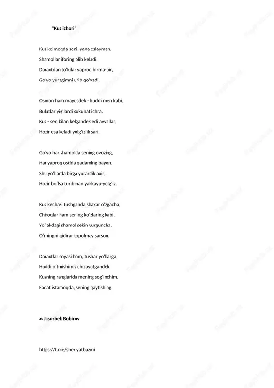 ''kuz izhori'' ✍️ jasurbek bobirov — DOCX