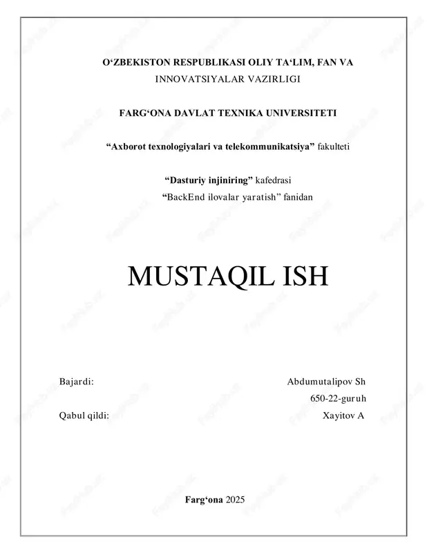 oracle ma’lumotlar bazasi tizimining arxitekturasi — PDF