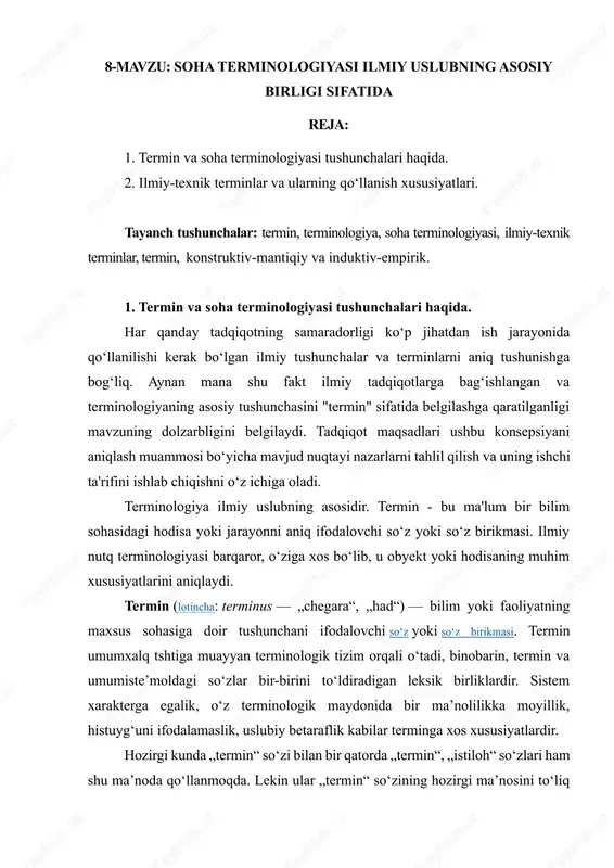 soha terminologiyasi — DOCX