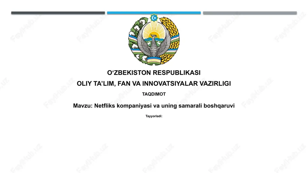 netfliks kompaniyasining samarali boshqaruv chog'i — PPTX