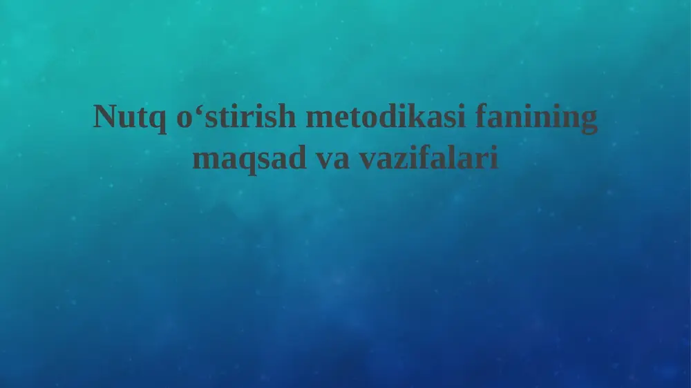 nutqoʻstirish metodikasi — PPTX