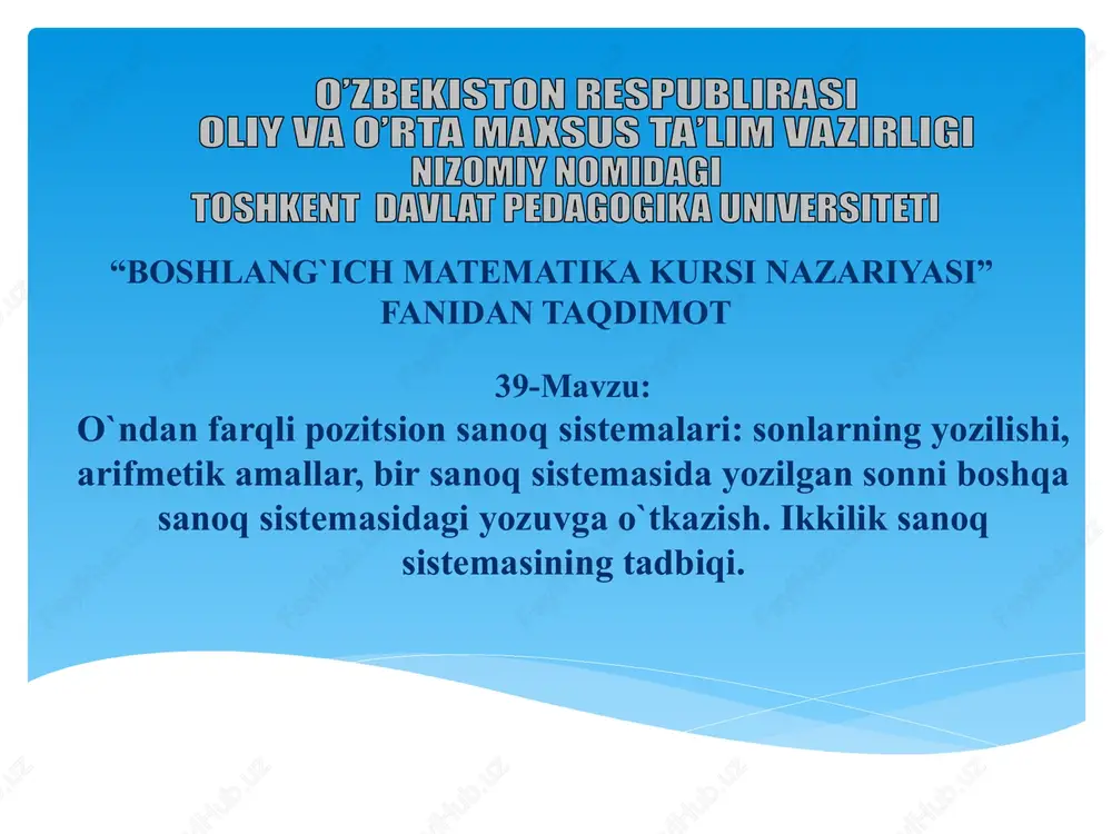 boshlang`ich matematika kursi nazariyasi — PPTX
