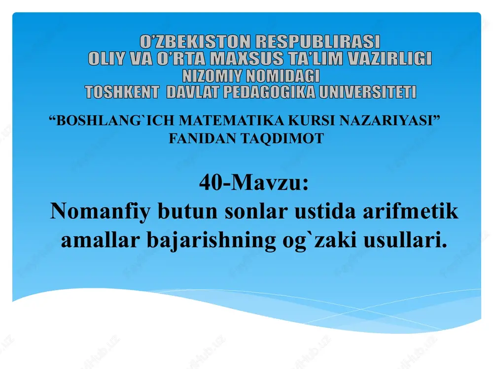 boshlang`ich matematika kursi nazariyasi — PPTX