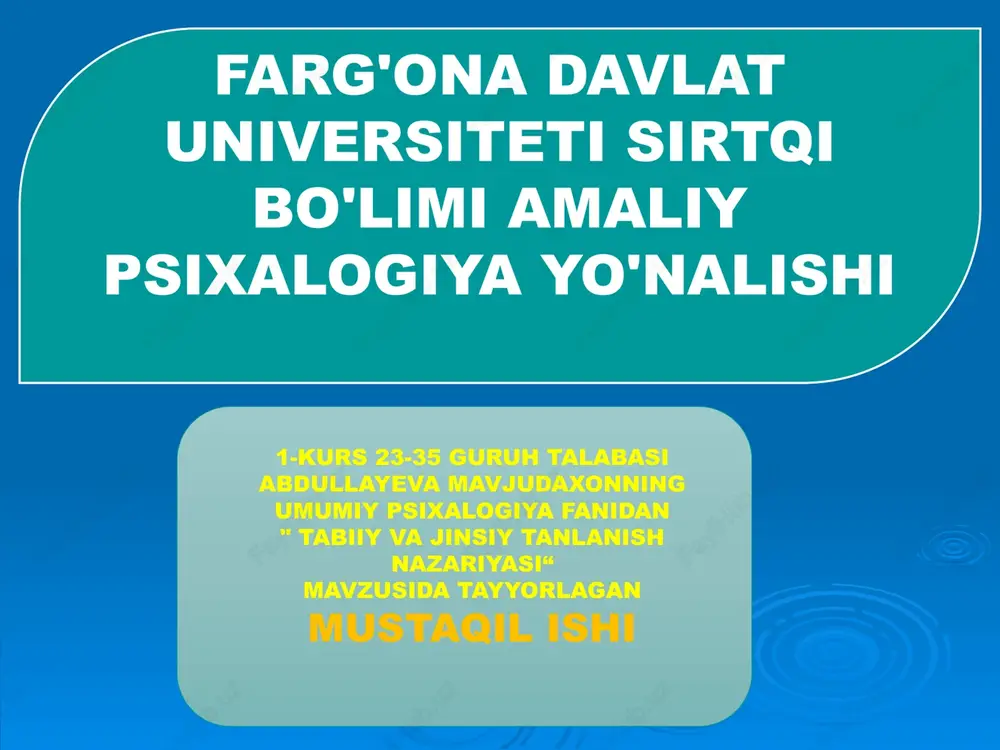 "tabiiy va jinsiy tanlanish nazariyasi" — PPTX