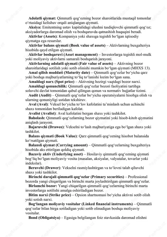 adolatli qiymat — DOCX
