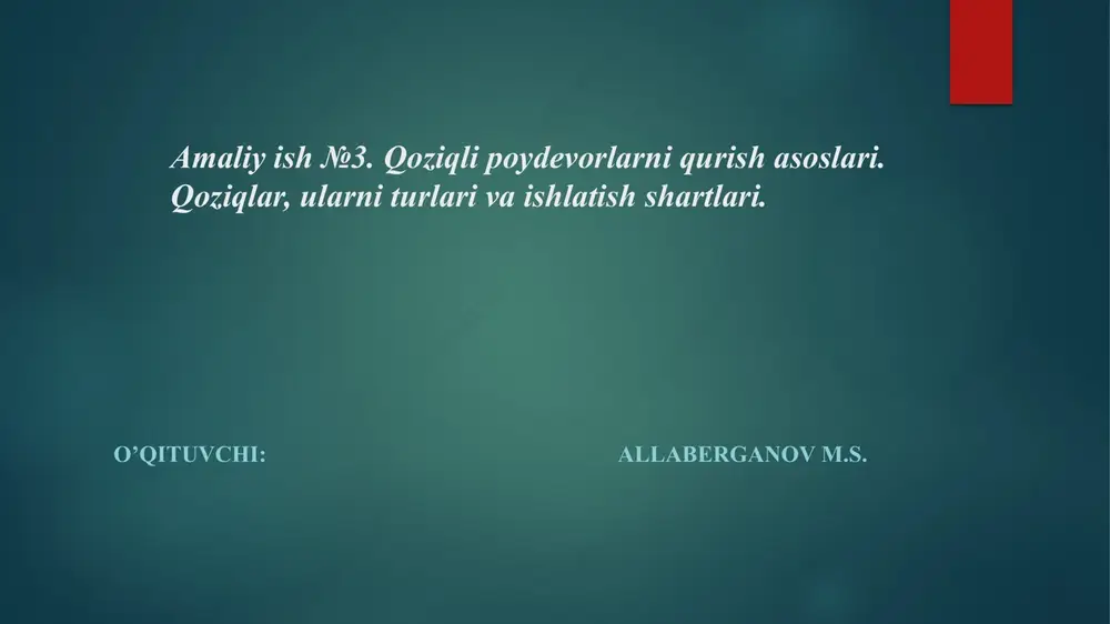qoziqli poydevorlarni qurish asoslari — PPTX