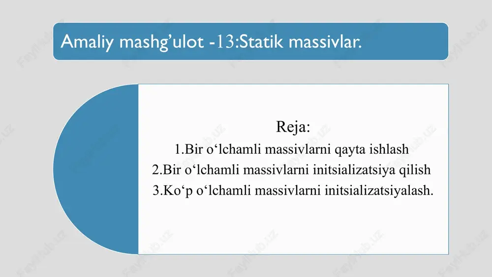 massiv elementlari — PPTX