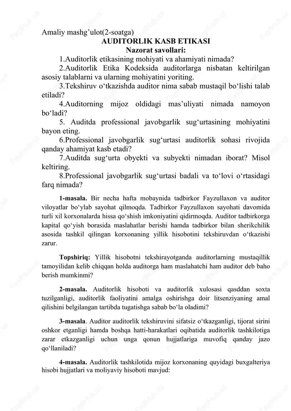auditorlik kasb etikasi — DOCX