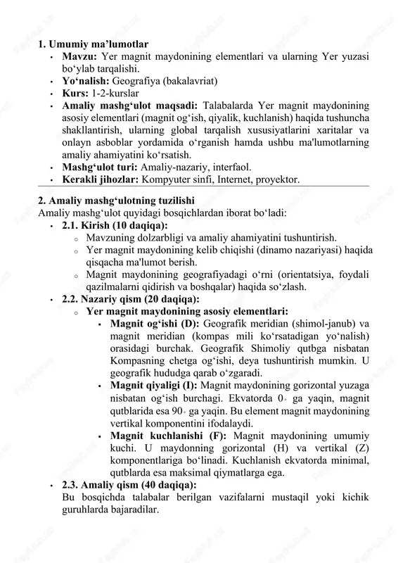 yer magnit maydoni elementlari — DOCX