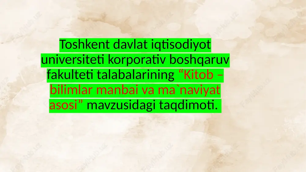kitob – bilimlar manbai va ma`naviyat asosi — PPTX
