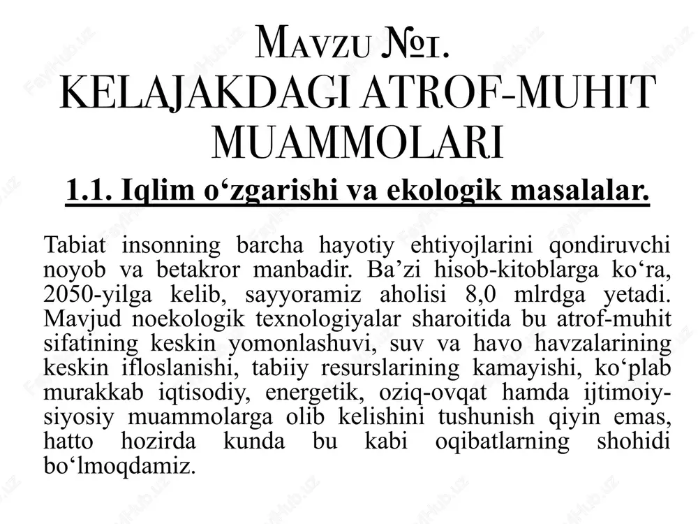 kelajakdagi atrof-muhitmuammolari — PPTX