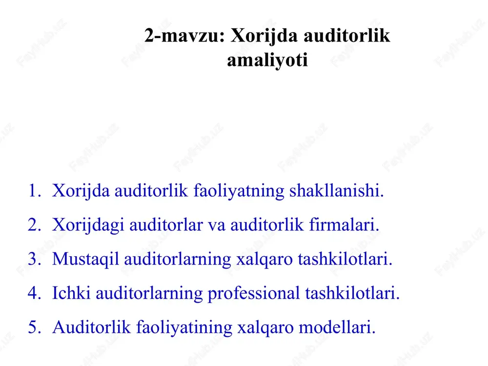 xorijda auditorlik faoliyati — PPTX