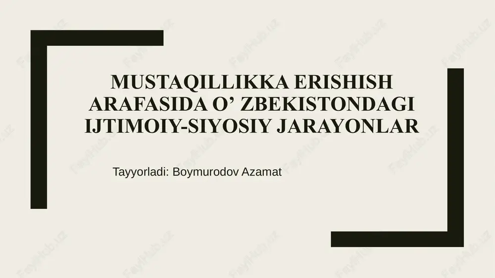 o'zbekistonning mustaqillikka erishishi — PPTX