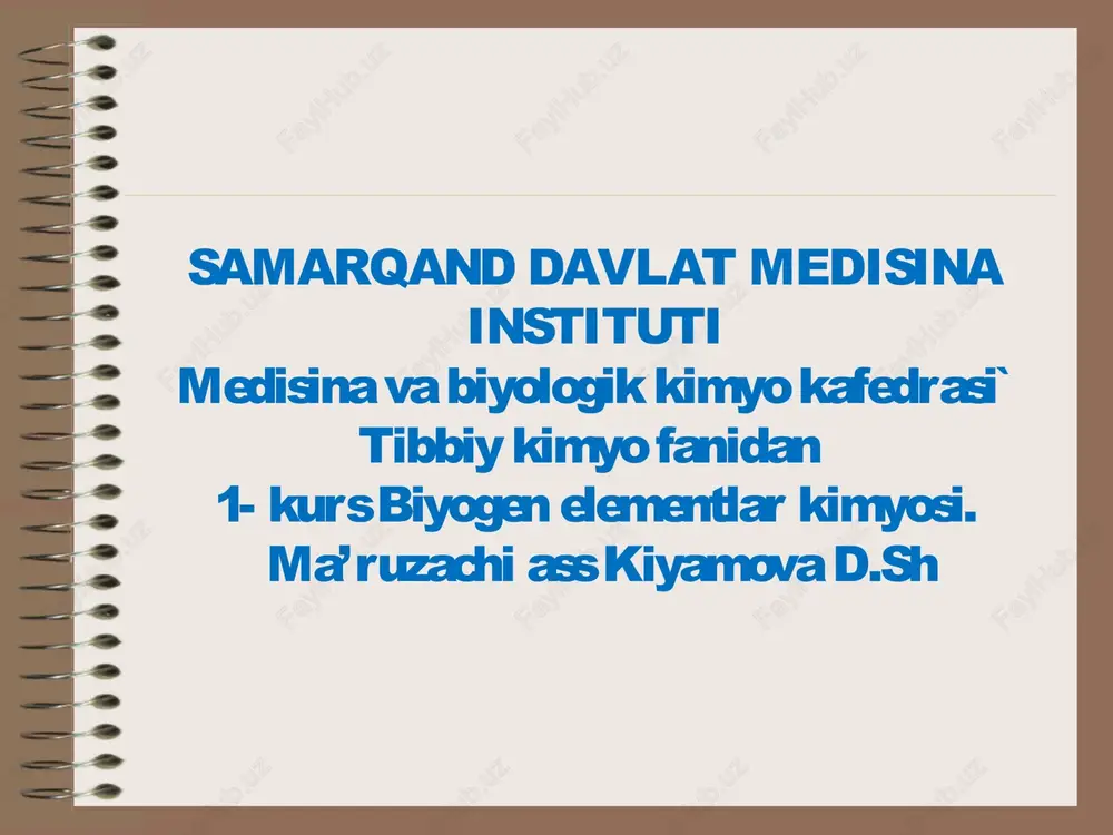 biyogen elementlar kimyosi — PPT