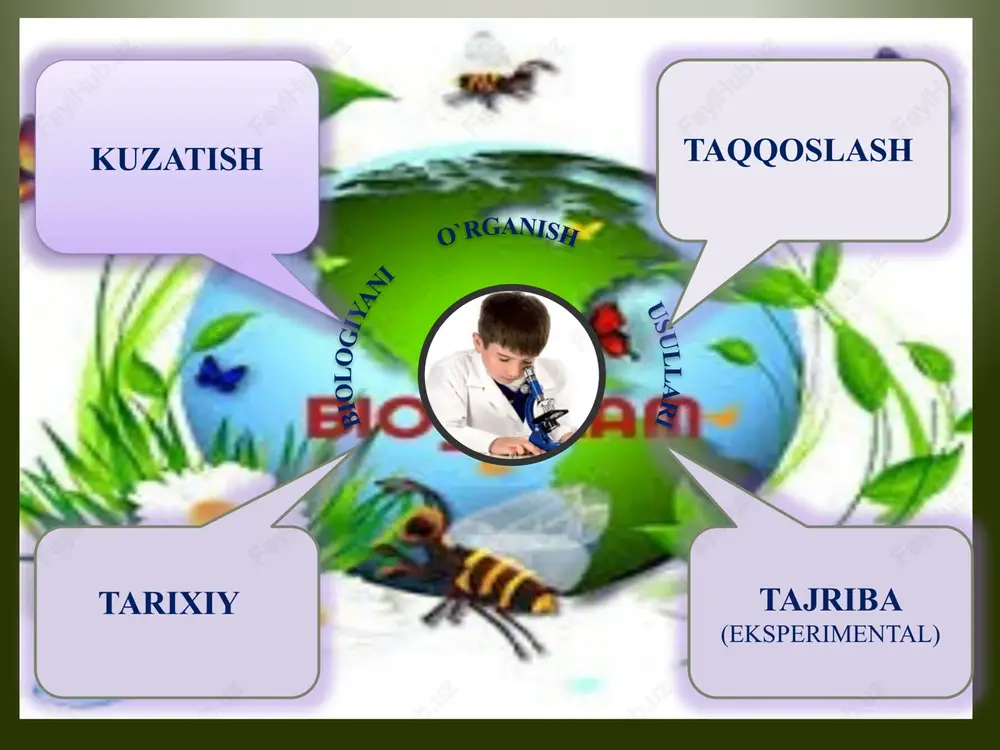 biologiyani o`rganish usullari — PPTX