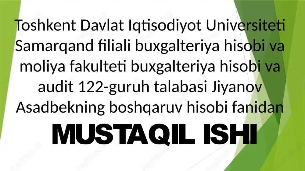 boshqaruv hisobi — PPTX