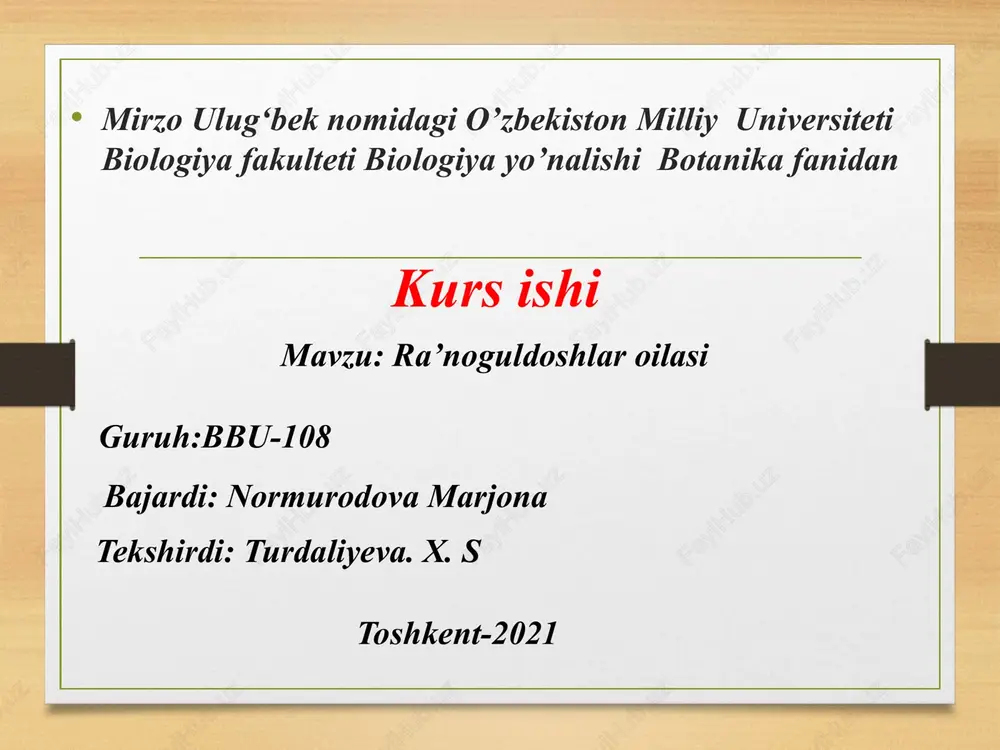 ra’noguldoshlar oilasi — PPTX