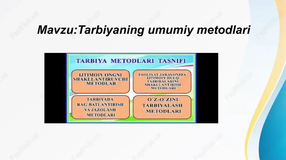 tarbiyaning umumiy metodlari — PPTX