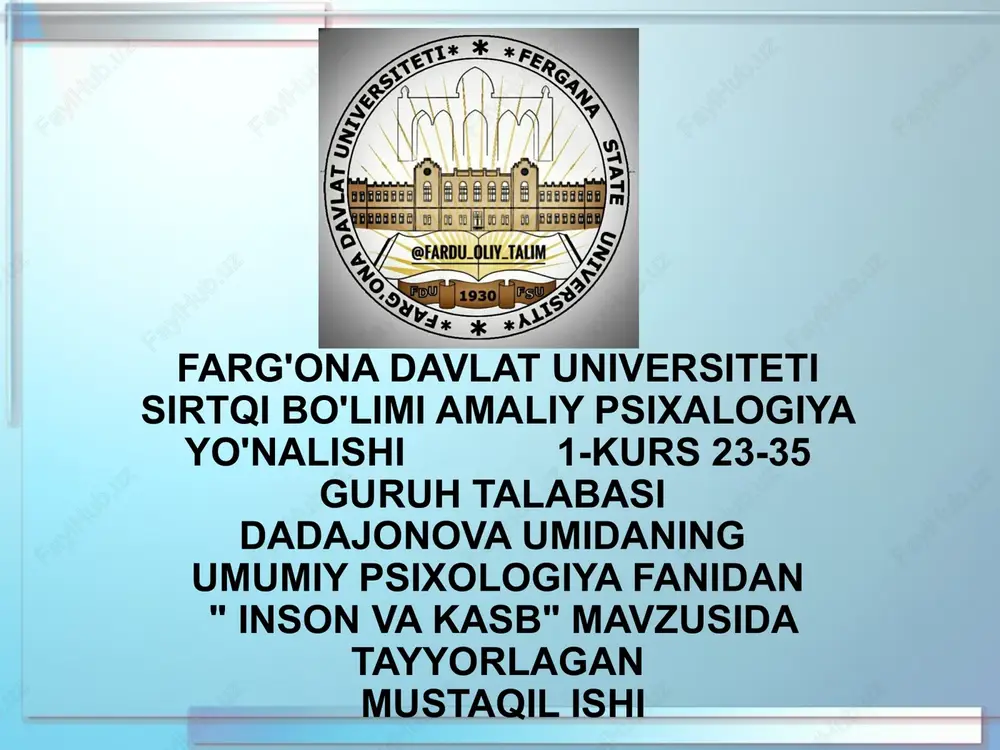 "inson va kasb" — PPTX