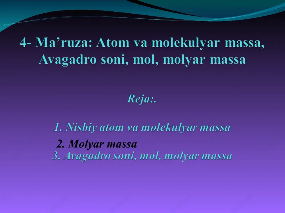 atom va molekulyar massa — PPT