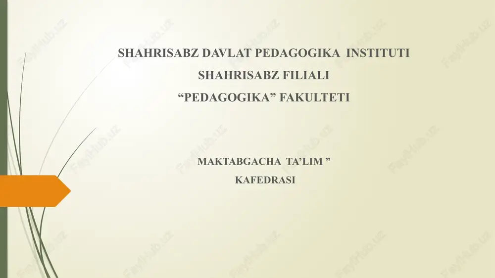 maktabgacha yoshdagi bolalarga ekalogik tarbiya berish — PPTX
