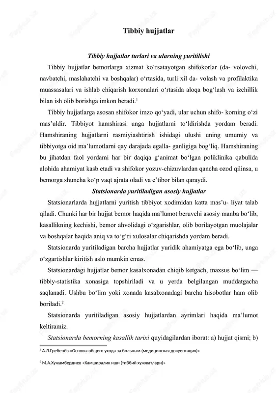 tibbiy hujjatlar — DOCX