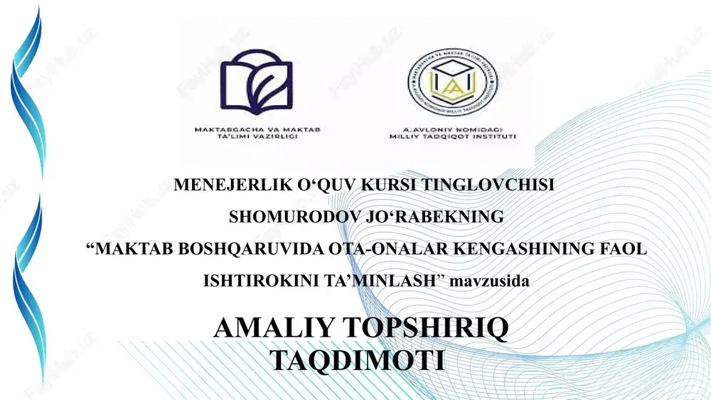 menejerlik o‘quv kursi tinglovchisi — PPTX