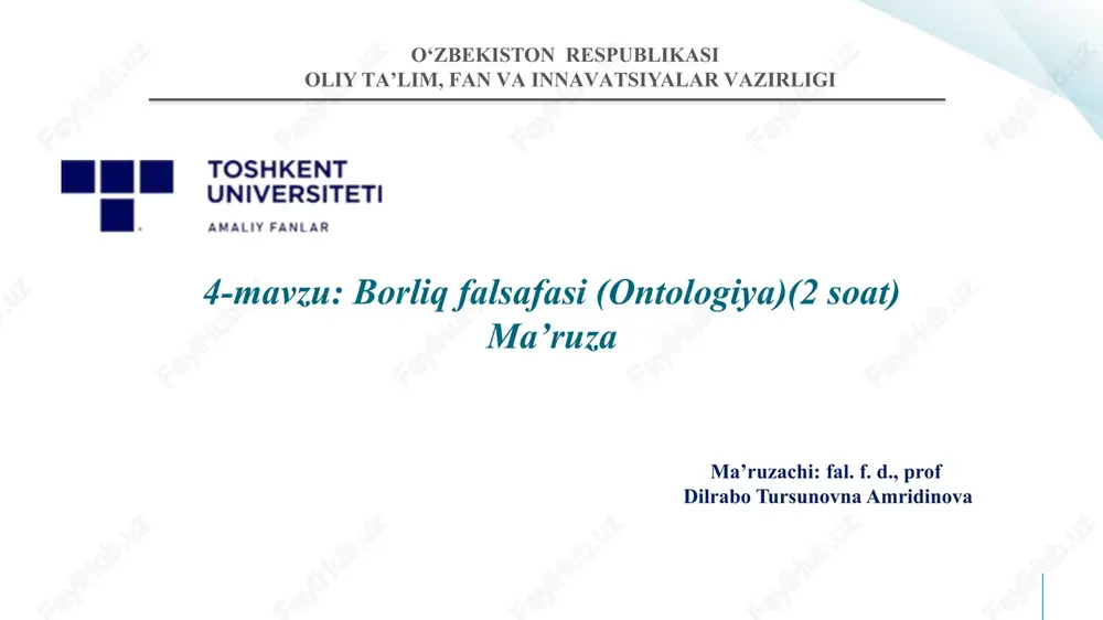 borliqfalsafasi(ontologiya)(2soat) — PPTX