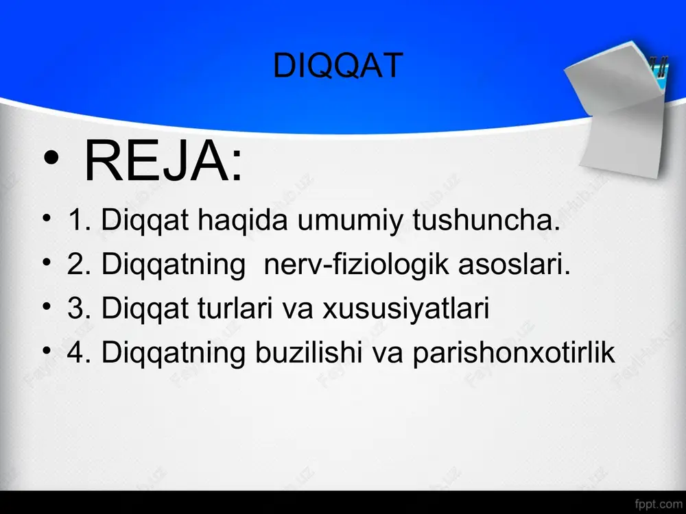 diqqatning nerv-fiziologik asoslari — PPT