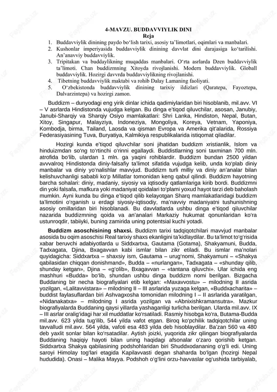 buddavviylik dinining tarixiy ildizlari — DOCX