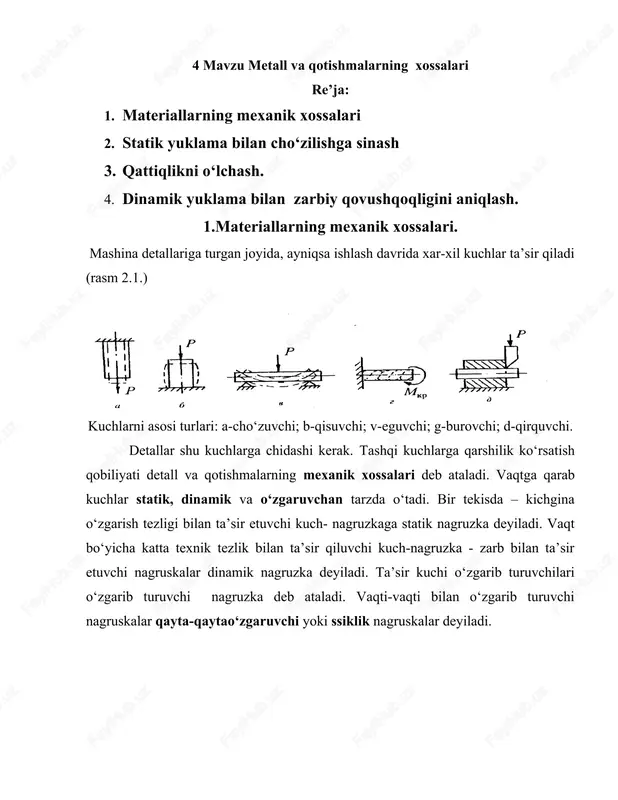 metall va qotishmalarning xossalari — DOCX