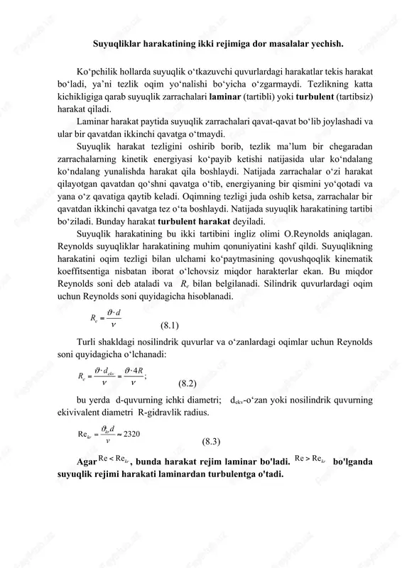 suyuqliklar harakati — DOCX