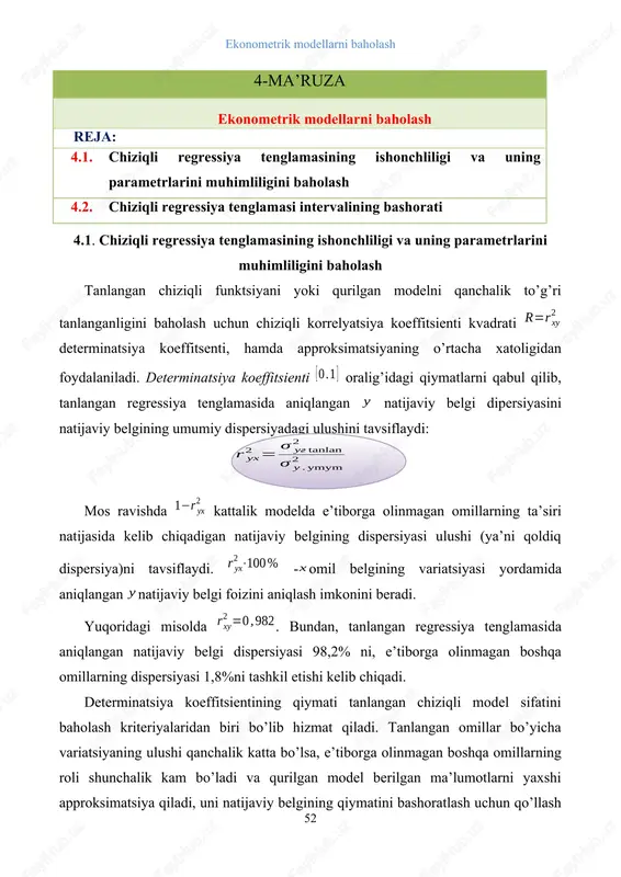 ekonometrik modellarni baholash — DOCX