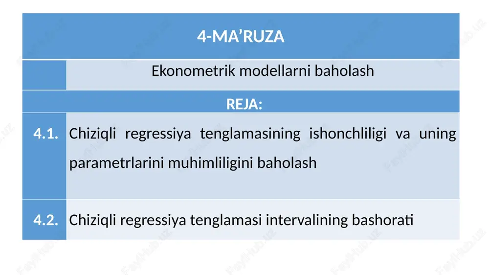 ekonometrik modellarni baholash — PPTX