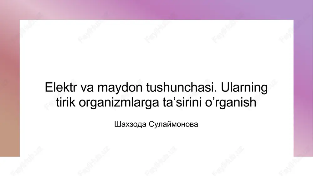 elektr va maydon tushunchalari — PPTX