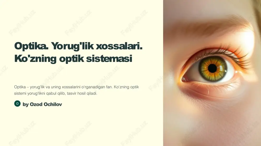 optika. yorug'lik xossalari. ko'zning optik sistemasi — PPTX