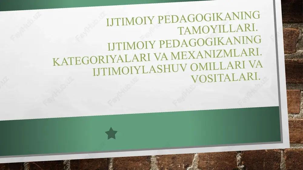 ijtimoiy pedagogikaning tamoyillari — PPTX