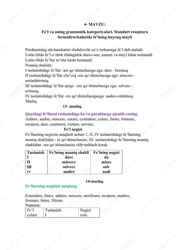 fe’l va uning grammatik kategoriyalari — DOCX