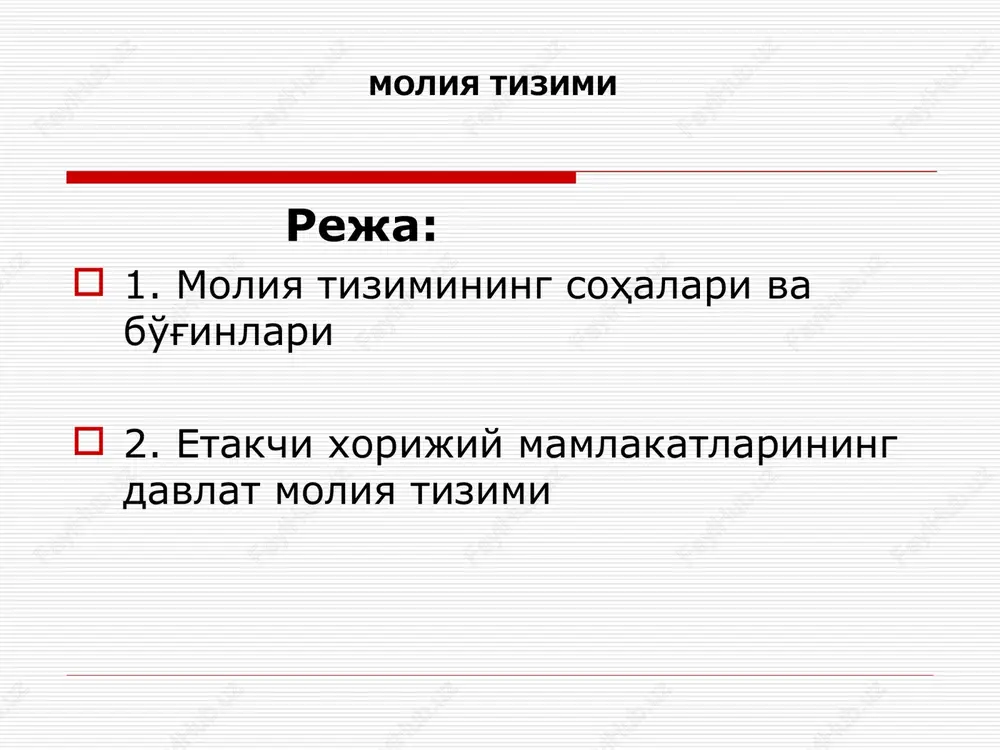 moliya tizimi — PPT