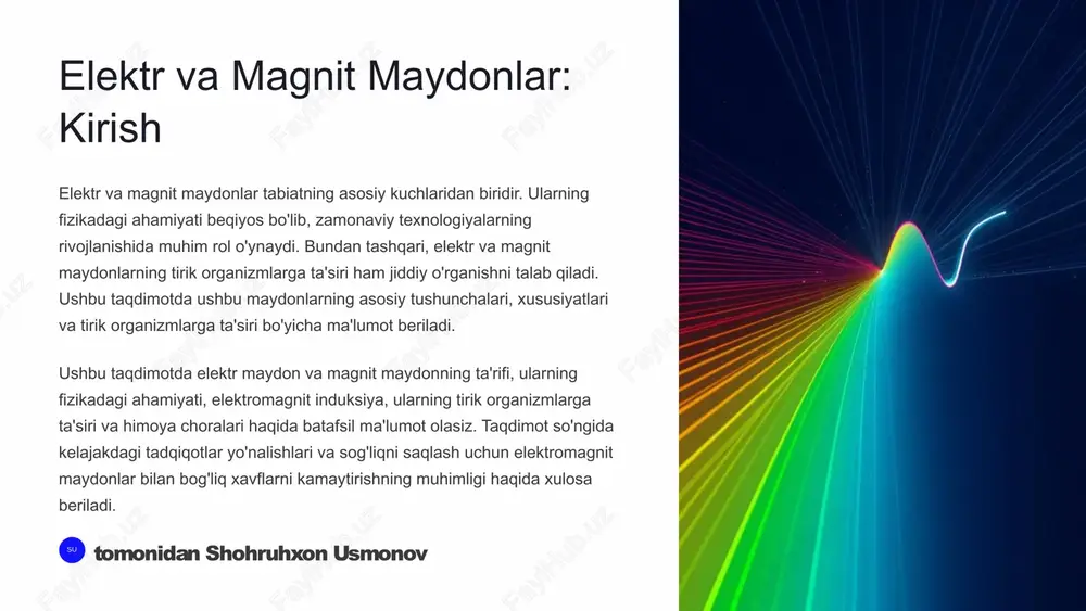 elektr va magnit maydonlar: kirish — PPTX
