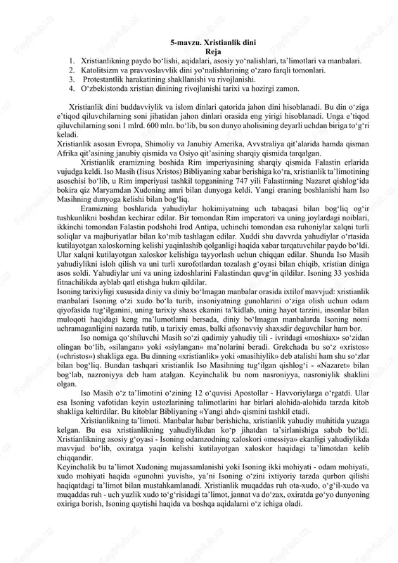 xristianlik dini — DOCX